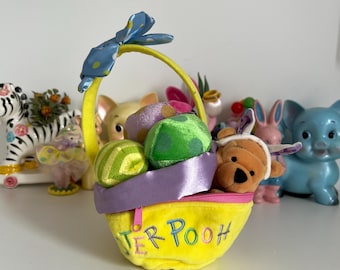 Vintage Easter Disney Winnie The Pooh Bakset Plush Toy