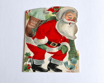 Vintage Santa Hallmark Paper Christmas Greetings Card