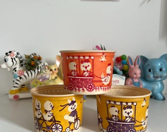 Vintage EASTER JOY RIDE Waxed Dixie Style, Lily Brand Cup Containers - Kitsch Easter Decor - Sold Separately