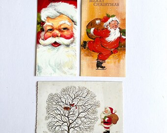 Vintage Santa Paper Christmas Greetings Cards - Set of 3