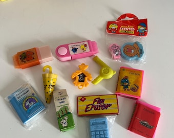 Vintage Colourful  Erasers Job Lot