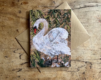 A6 Summer Swan Blank greeting card