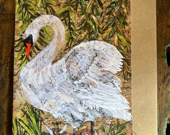 A5 Summer Swan Blank greeting card