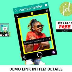 Snapchat Selfie Frame, Social Media Photo Booth Prop, Editable, Printable Selfie Frame, Jet Template