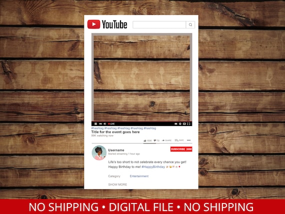 Customized Youtube Frame Prop DIGITAL FILE - Etsy