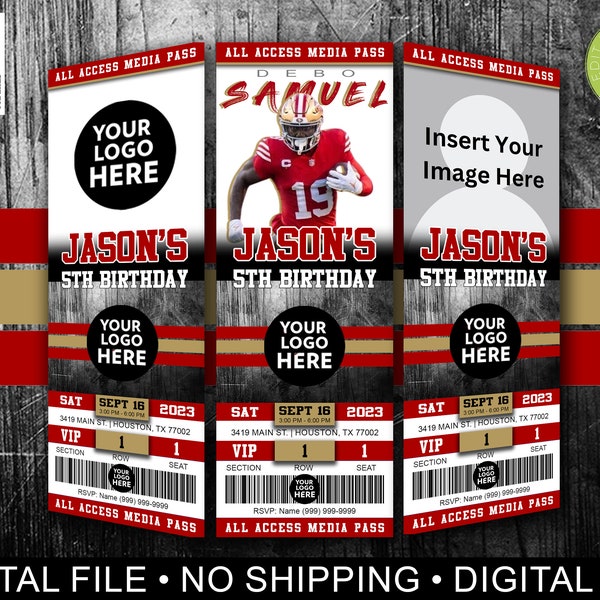 49ers Themed Football Invitation, Digital Invitation, Sports Invitation, Birthday Party Invitation