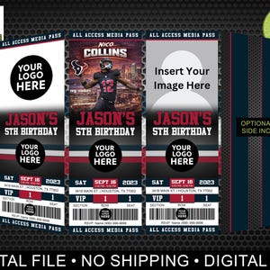 Houston Texans Birthday Ticket Invitation | Editable Football Party (Digital Download)