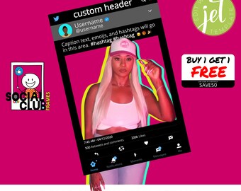 Marco para selfies de Twitter: accesorio para fotomatón en redes sociales (Jet Template)