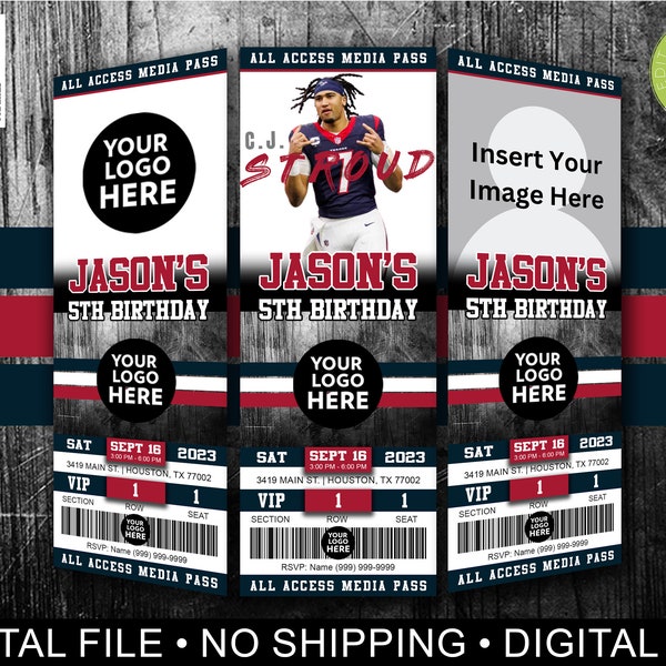 Texans Themed Football Invitation, Digital Invitation, Sports Invitation, Birthday Party Invitation