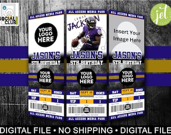 Ravens Themed Football Invitation, Digital Invitation, Sports Invitation, Birthday Party Invitation