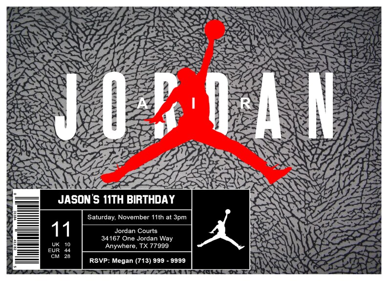 Jumpman Jordan Birthday Invitation Etsy