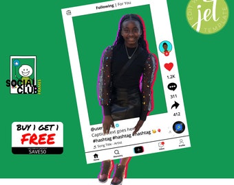 TikTok Selfie Frame: Social Media Photo Booth Prop (Printable, Editable Jet Template)