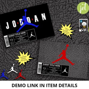 Invito di compleanno Jordan, modello Jet, file digitale, invito elettronico