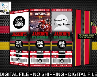 Chicago Blackhawks Birthday Ticket Invitation | Editable Hockey Party (Digital Download)