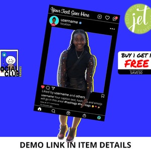 Editable Instagram Selfie Frame: Social Media Photo Booth Prop (Jet Template)