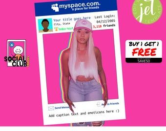 Myspace Selfie Frame, Social Media Photo Booth Prop, Editable, Printable Selfie Frame, Jet Template