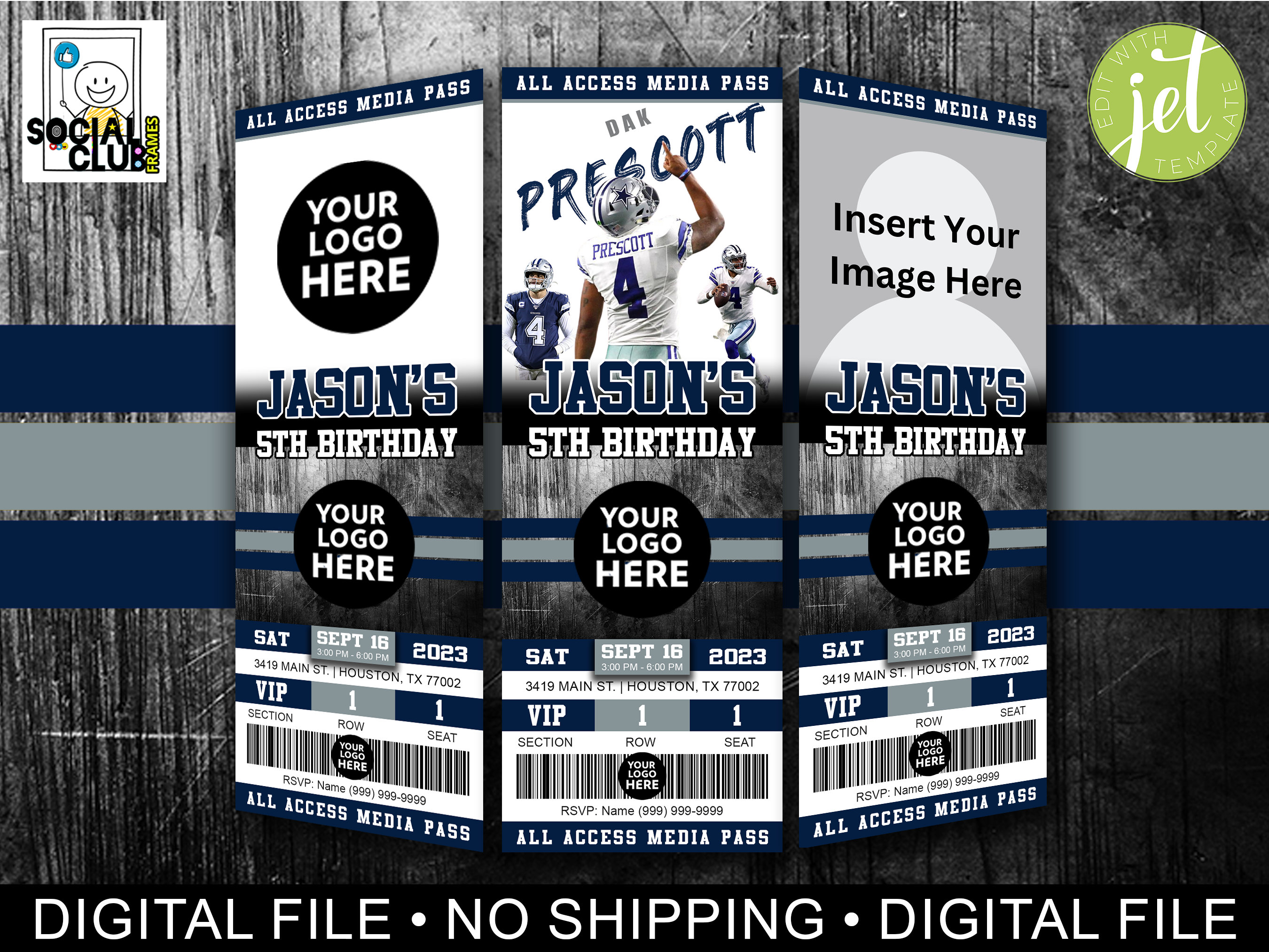 Cowboys Themed Football Invitation, Digital Invitation, Sports Invitation, Birthday Party Invitation