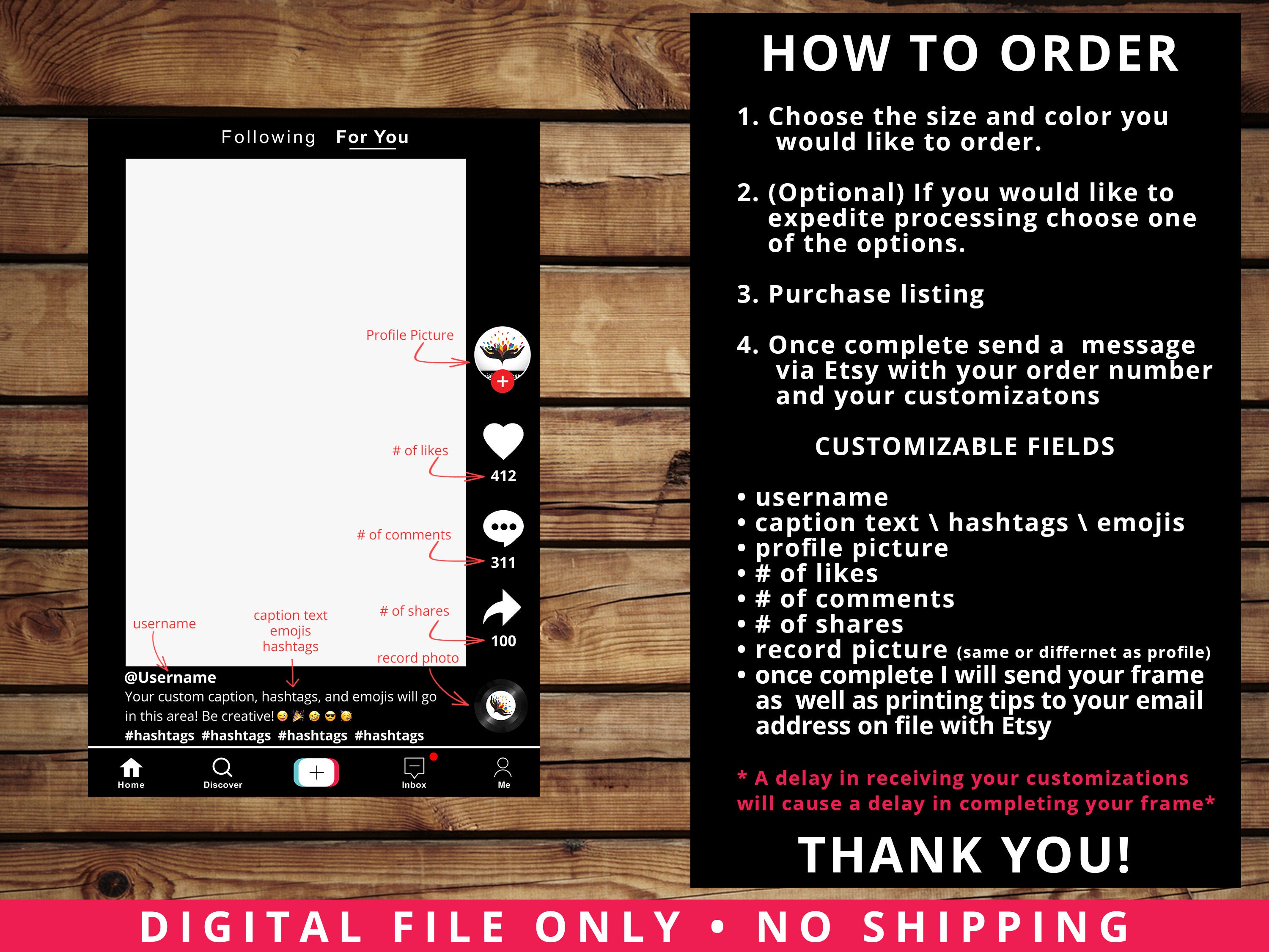 Customized Tik Tok Frame Prop DIGITAL FILE Etsy