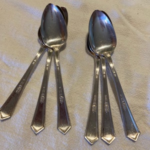Vintage  Silver Plate Flatware Rogers Plate Set of 6 Teaspoons