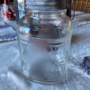 Vintage Rustic Kitchen Decor Hazel Atlas Storage Coffee Grocery Jar Quart Size Zinc Lid