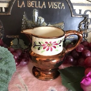 Vintage Lusterware Creamer with hand painted Flowers