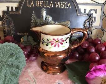 Vintage Lusterware Creamer with hand painted Flowers
