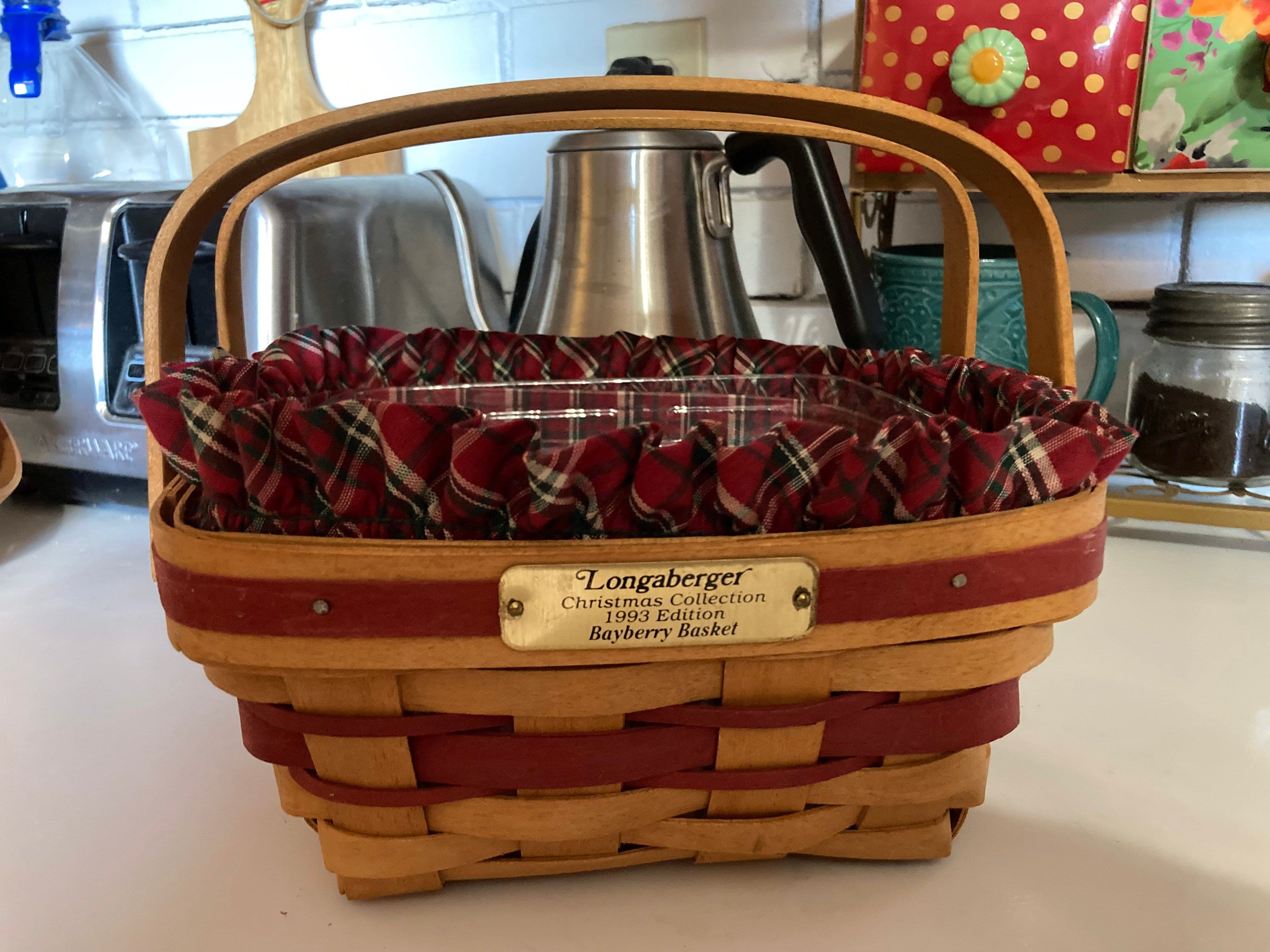Vintage Longaberger Christmas 1993 Bayberry Basket With Swinging