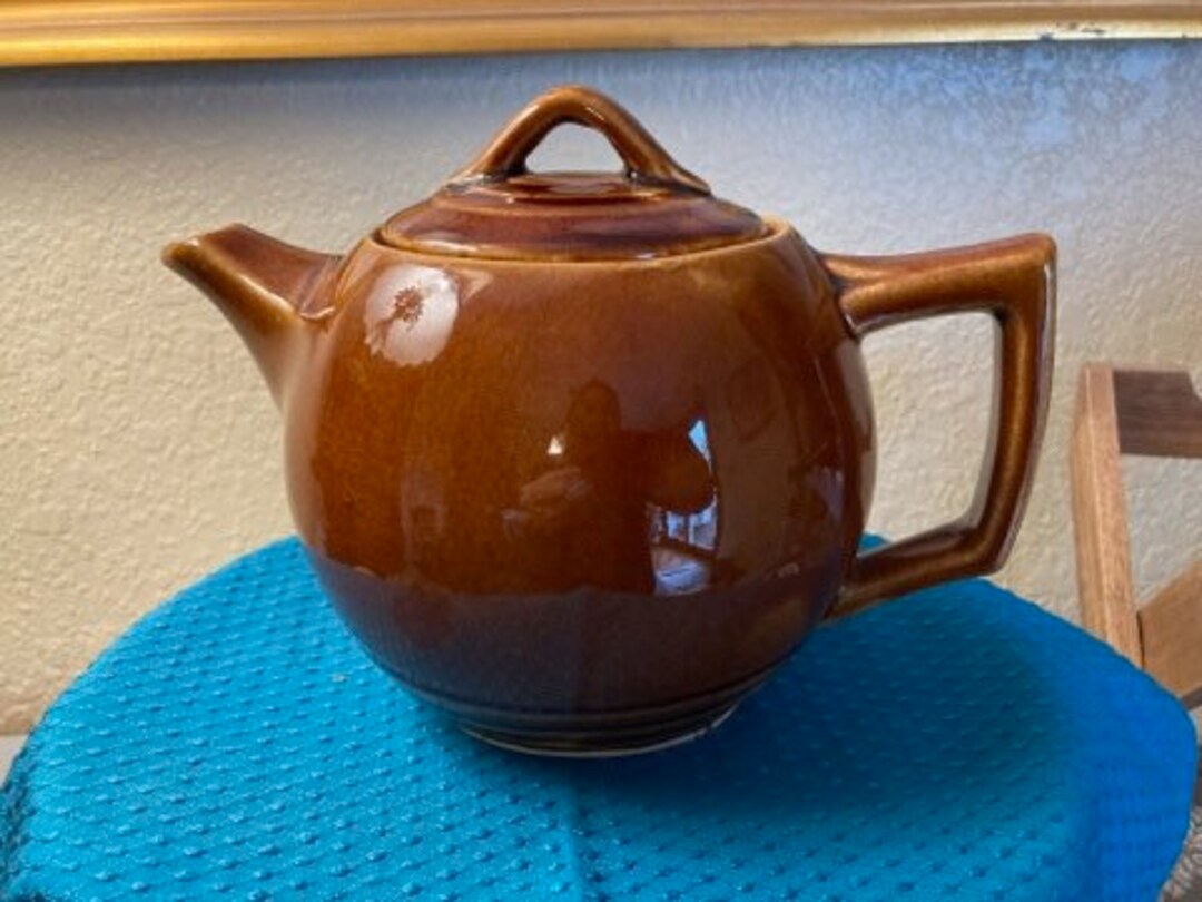 Vintage Brown Pottery Teapot Mccoy Etsy