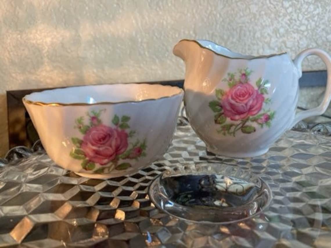 Vintage Adderley Fine Bone China England Cream and Sugar Etsy