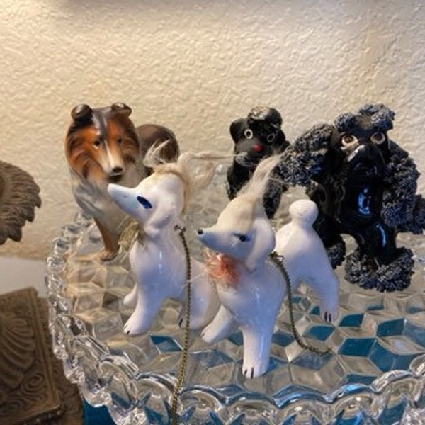 Collection of Vintage Dog Figurines Collie Poodles & Spitzes