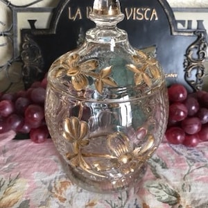 Vintage EAPG Panelled Dogwood Art Novo Covered Sugar Bowl