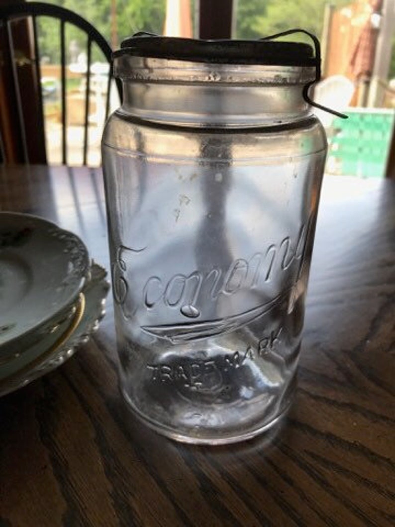 Vintage Economy Quart Canning Jar With Metal Cap Lid Etsy