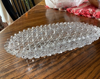 Antique American Brilliant Cut Glass Pinwheel Hobstar Celery/relish ...