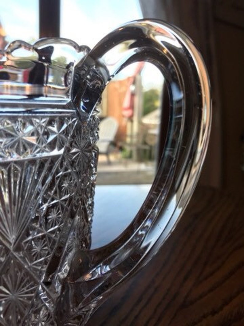 Early American Pattern Glass EAPG Pitcher Heavily Patterned Etsy