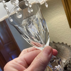 Set of 8 Stunning Flared Small Wine or Cordial Glasses Vertical Cut Crystal Faceted Stems