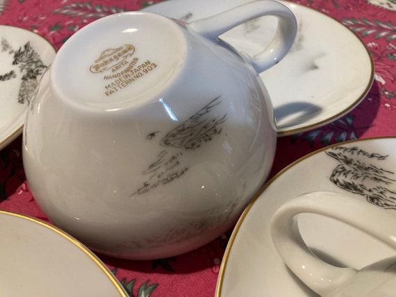 Vintage Fukagawa Arita Tea Cup & Saucer Set, Hand Painted