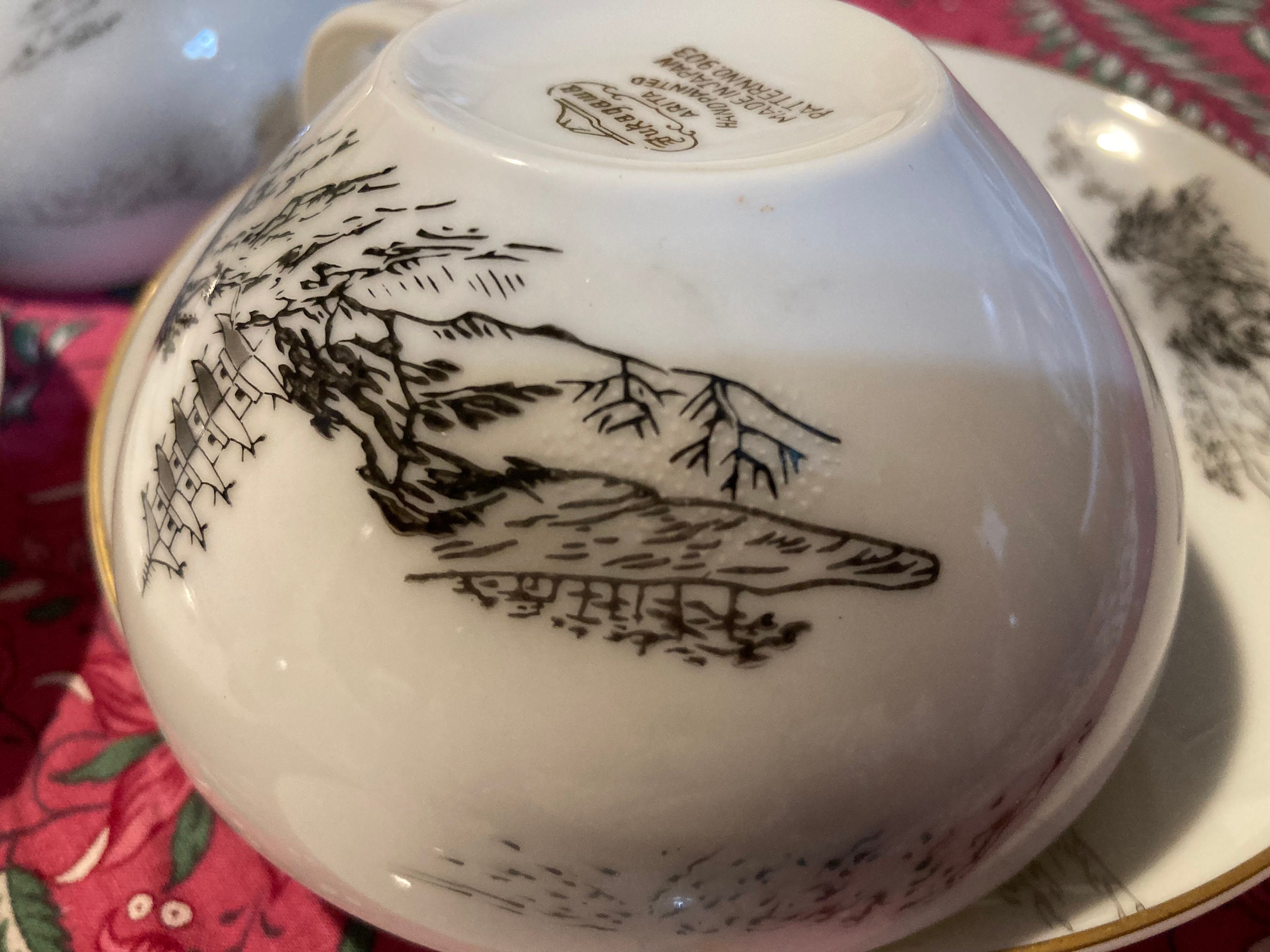 Vintage Fukagawa Arita Tea Cup & Saucer Set, Hand Painted