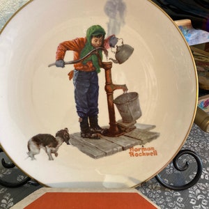 Norman Rockwell 1977 Limited Edition Plate Winter Chilling Chore