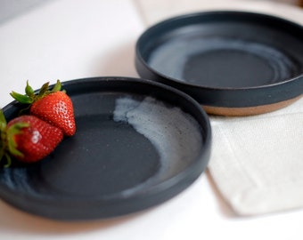 Handmade Ceramic Bowl | Deep Plate | Pasta Bowl | Salad Plate | Deep Dish | Pottery Dinner Plate | Black Plate