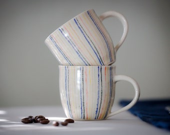 Espresso Mug - 5 oz Mug - Ceramic Mug - Double Espresso Mug - Porcelain Cup - Espresso Cup - Striped Mug - Cortado Mug - Demitasse