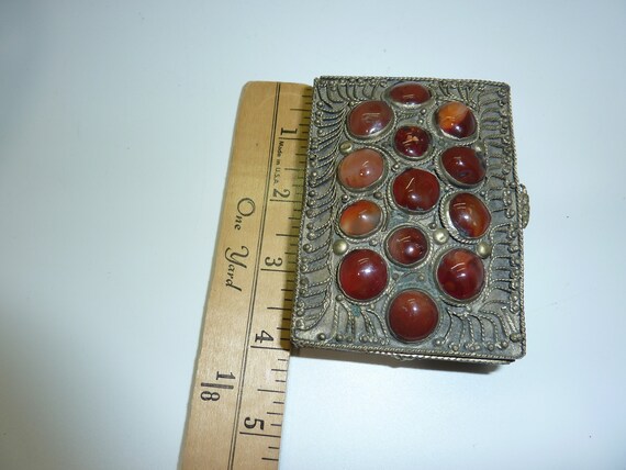 Vintage Ethnic Silver Tone with Carnelian Pill or… - image 9