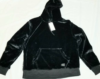 Mens Faux Mink hoodie size XL black