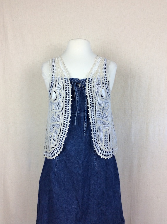 Vintage Crochet Vest // 1970s handmade crochet to… - image 1