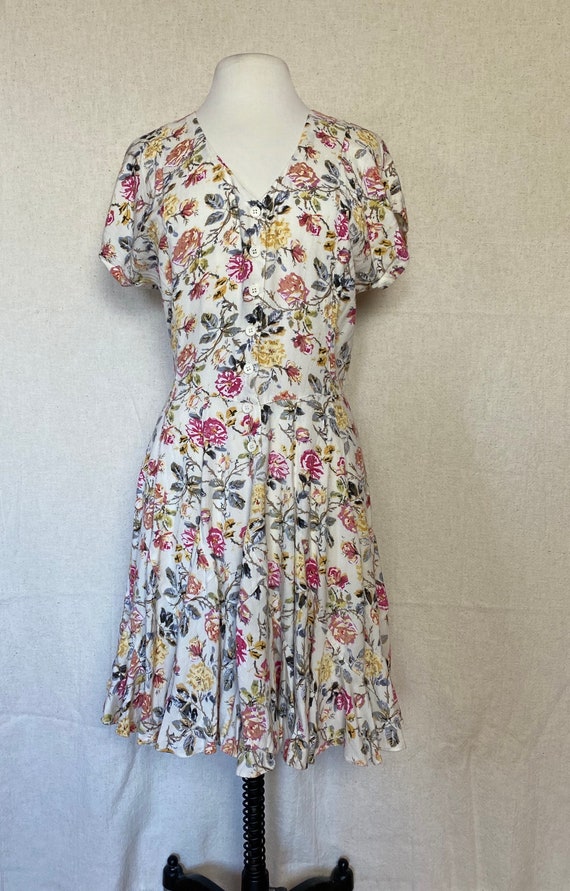 90’s Rose Dress // vintage 1990s white floral dres