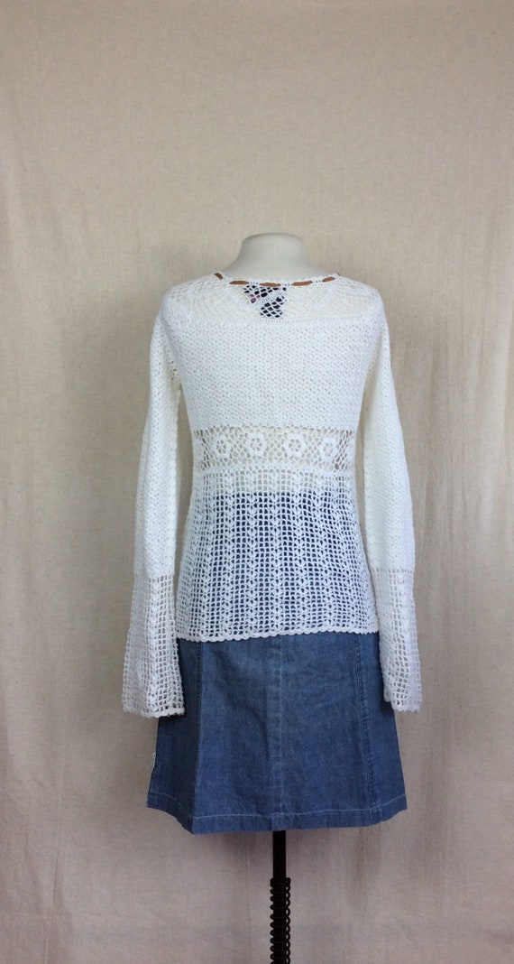 Vintage Crochet Sweater // 1990s Rampage top 90s … - image 7