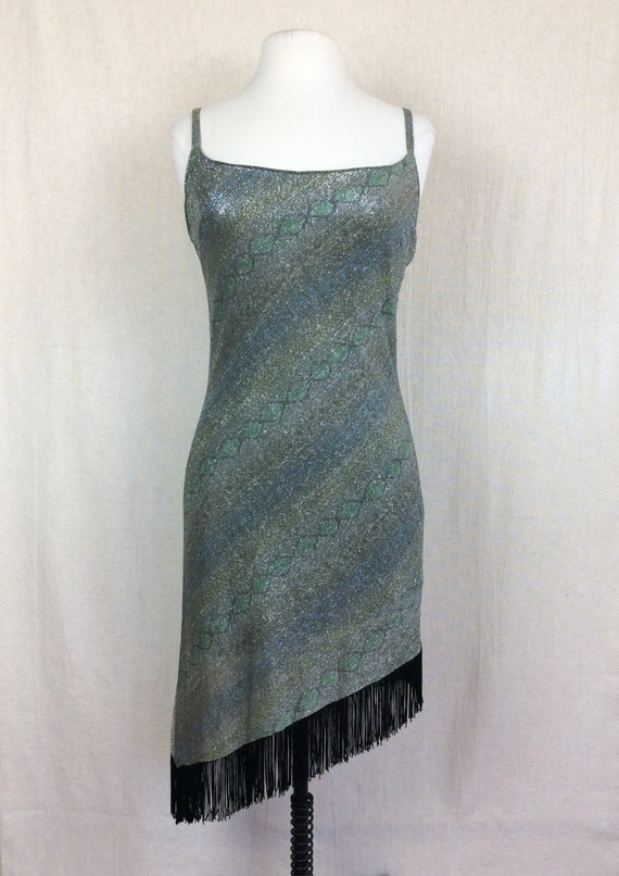 Vintage Snakeskin Dress // 1990s party dress faux… - image 1