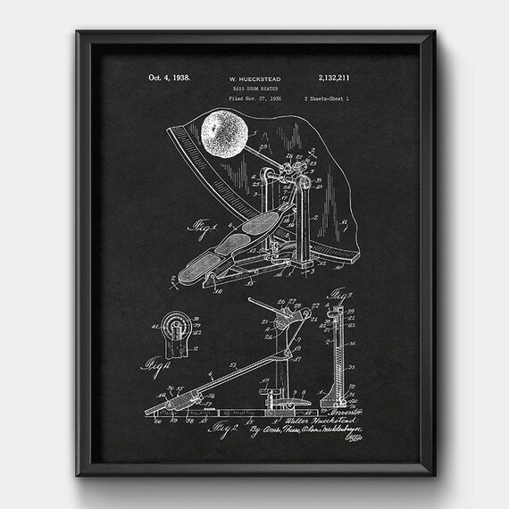 Ludwig Speed King Patent Print Ready To Be Framed! Bass Drum Pedal 1938