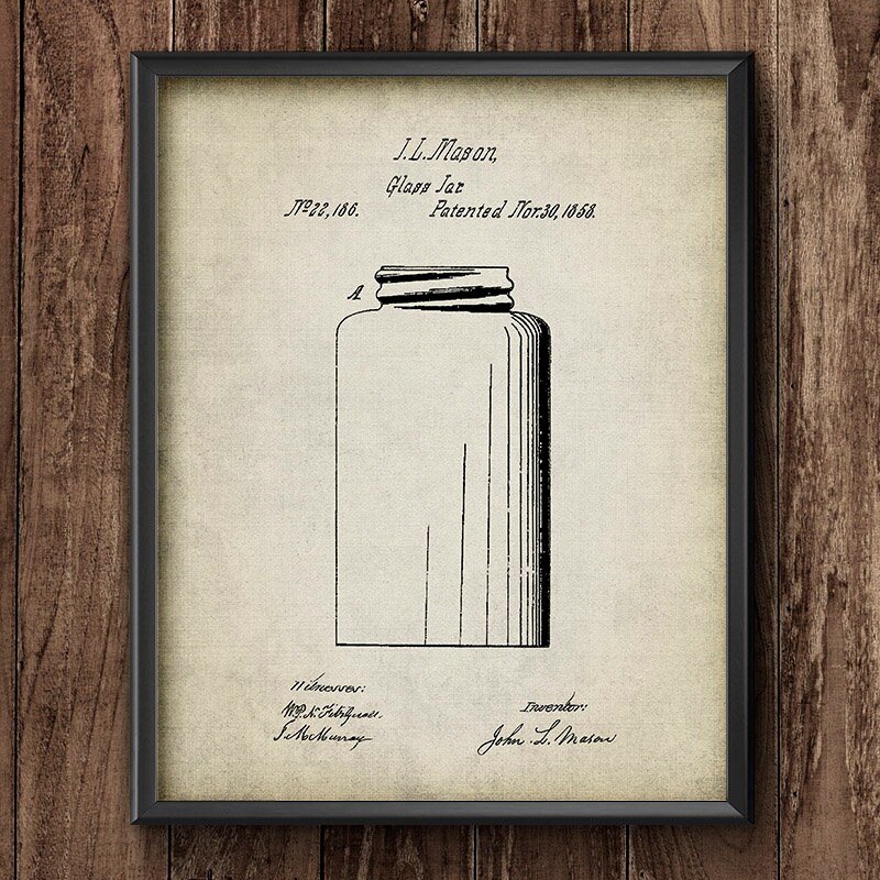 Mason Jar 1858 Famous Patents Instant Download John L. Etsy