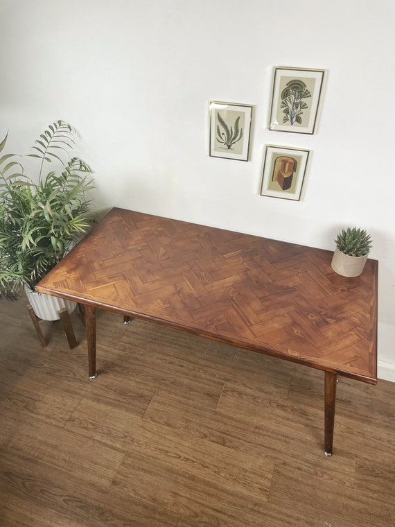 Bespoke Handmade Wooden Table Desk. 120 X 60 Herringbone