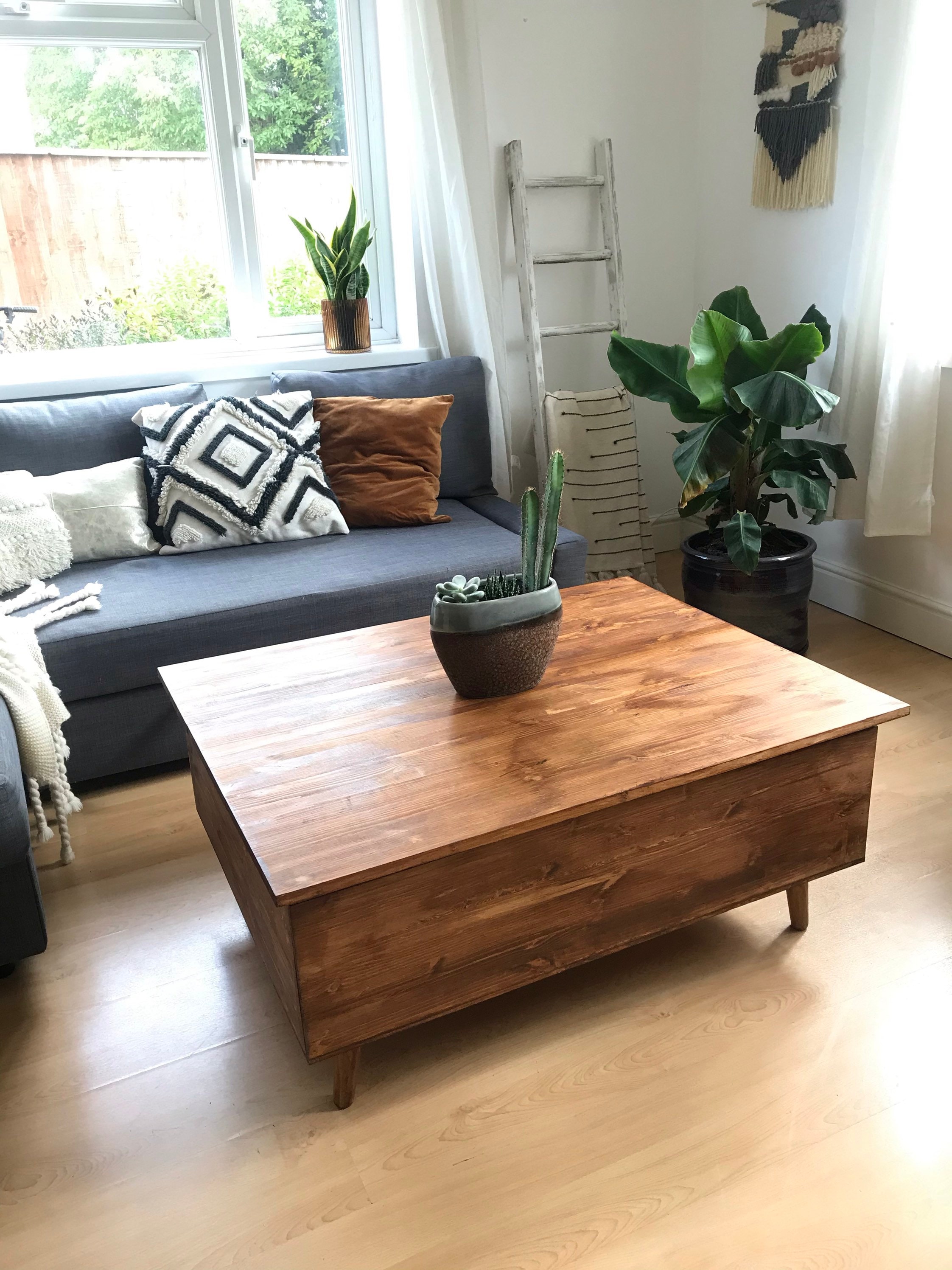 Handmade Large Coffee Table Trunk Chest Toy Box Storage Holder Blanket Box Big Cushion Box 106 X 81cm Side Table. Dark Waxed Wood Etsy UK